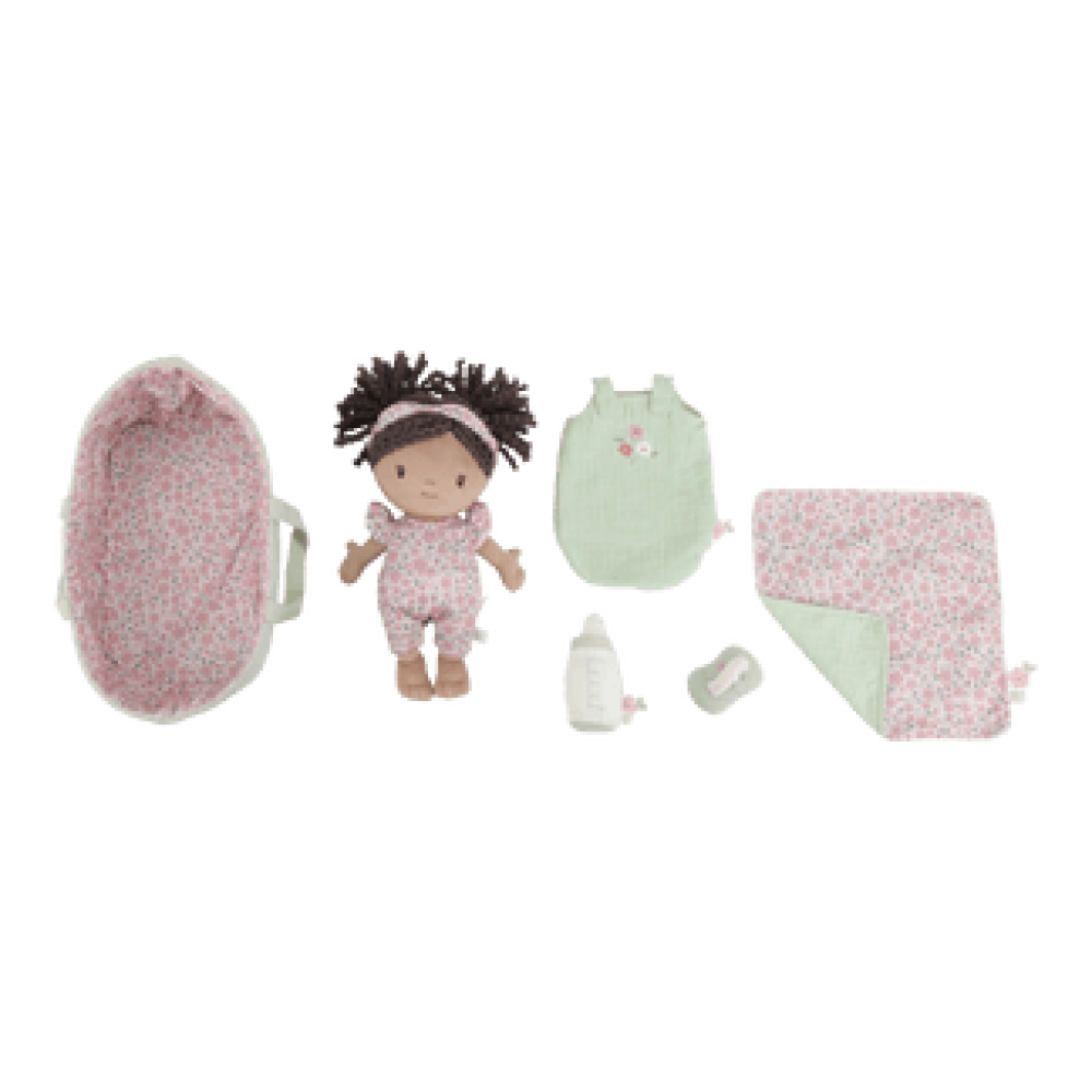 Little Dutch - Υφασμάτινη Κούκλα Μωρό Σε Καλαθούνα Evi 30cm