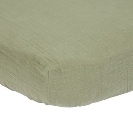 Little Dutch - Σεντόνι Από Μουσελίνα Με Λάστιχο Olive 60x120cm