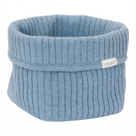  Little Dutch - Καλαθάκι Αλλαξιέρας Πλεκτό Pure Denim Blue 15x15cm