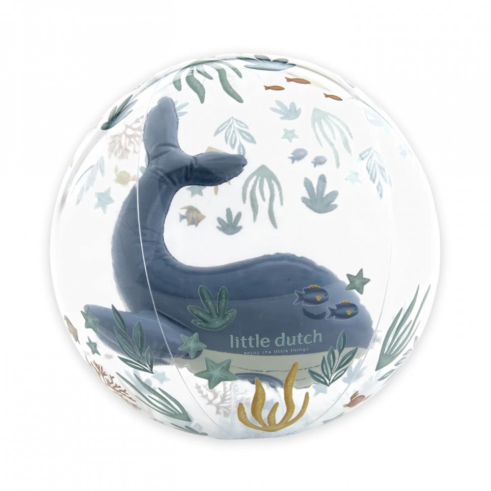 Little Dutch - Μπάλα Παραλίας 3D Ocean World Μπλε 35cm