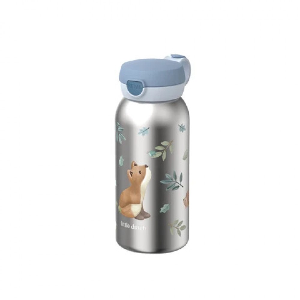 Little Dutch - Ανοξείδωτο Μπουκάλι Flip-Up Campus Forest Friends 600ml