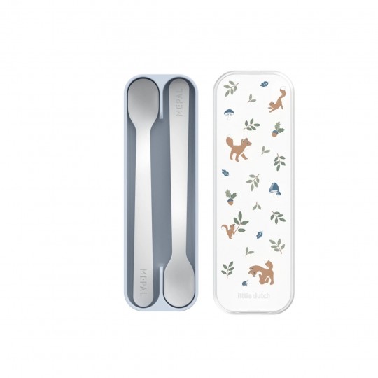 Little Dutch - Σετ 2 Κουταλάκια Φαγητού Με Θήκη Mio Forest Friends