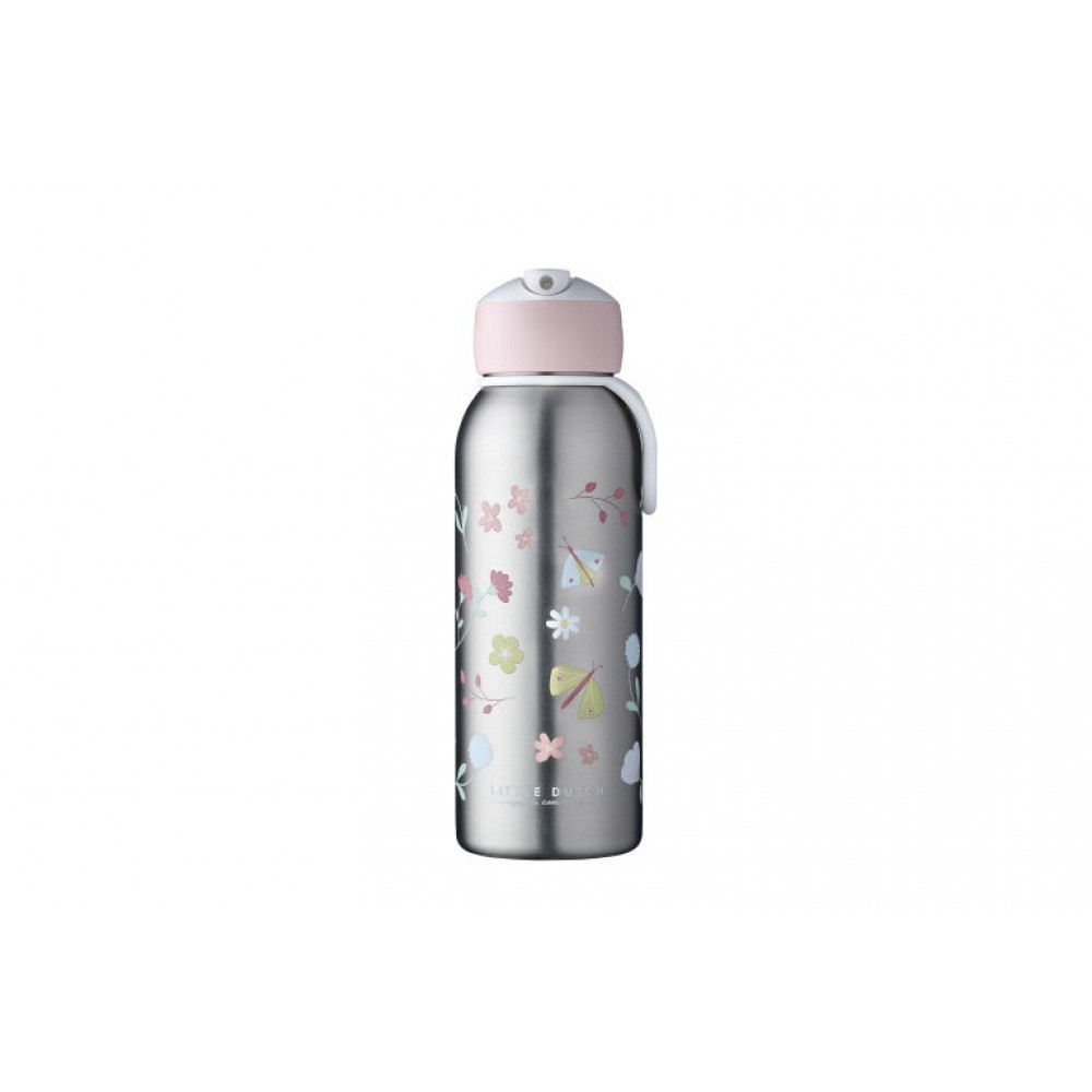Little Dutch - Ανοξείδωτο Θερμός Flip-Up Campus Flowers & Butterflies 350ml