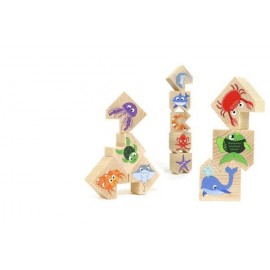 Milaniwood - Ξύλινo Επιτραπέζιο Παιχνίδι "Ocean Upside-Down Animals"