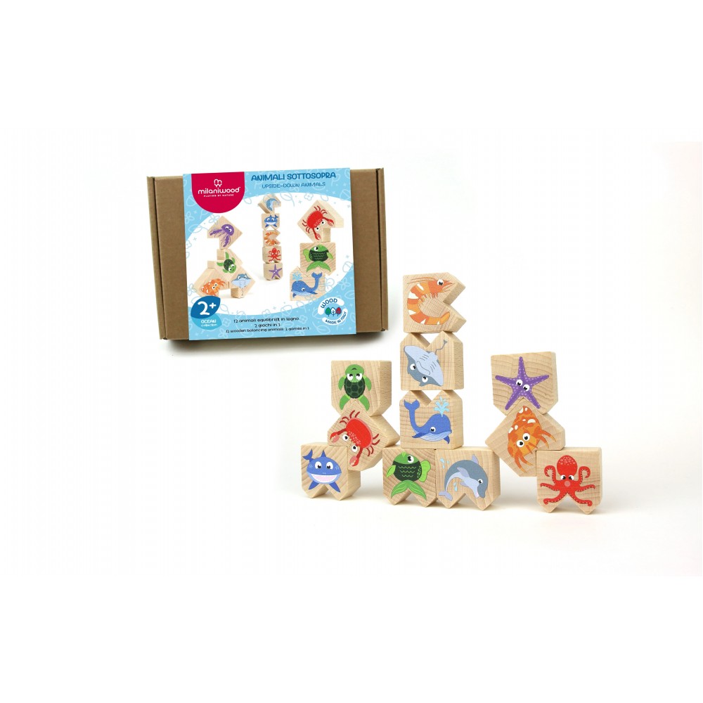 Milaniwood - Ξύλινo Επιτραπέζιο Παιχνίδι "Ocean Upside-Down Animals"