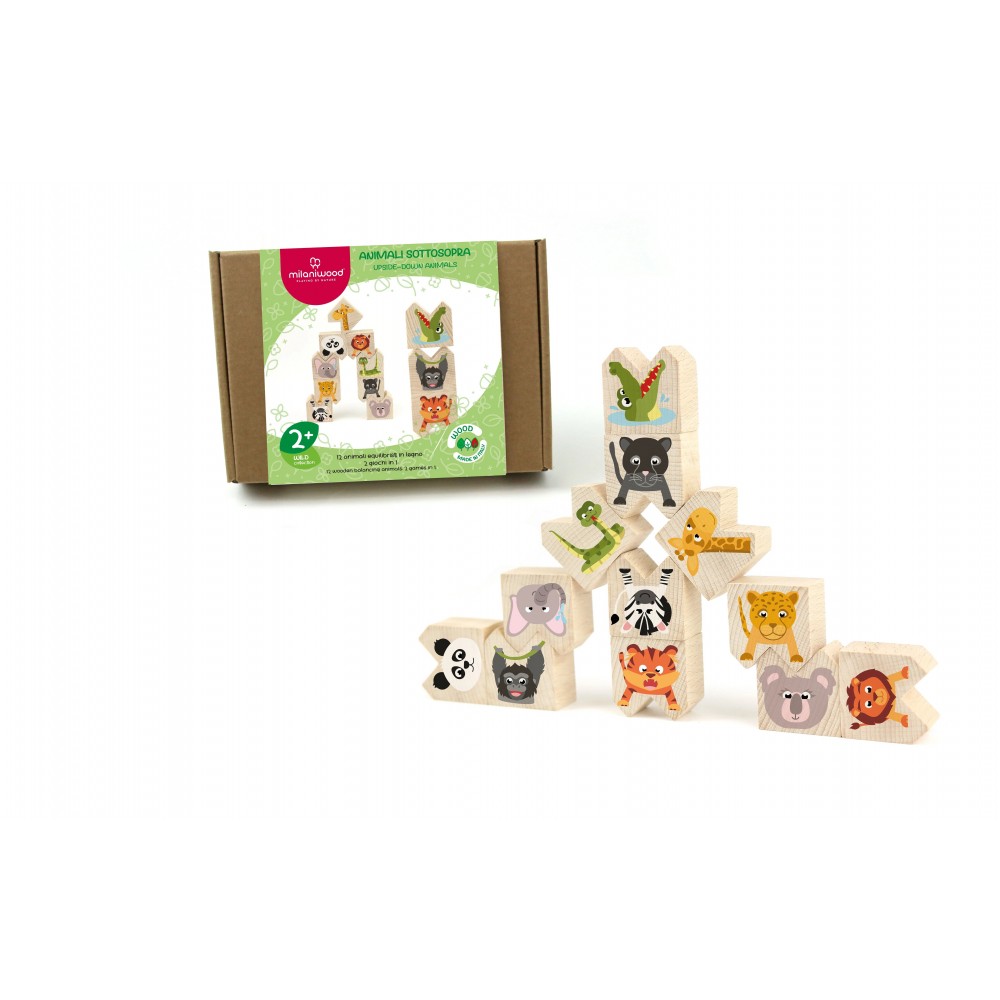 Milaniwood - Ξύλινo Επιτραπέζιο Παιχνίδι "Wild Upside-Down Animals"