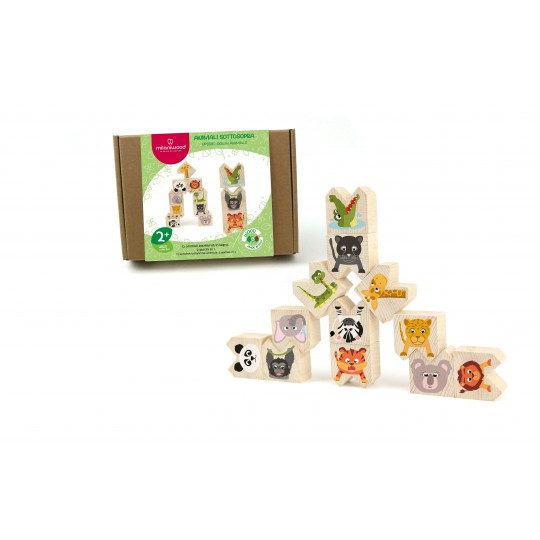 Milaniwood - Ξύλινo Επιτραπέζιο Παιχνίδι "Wild Upside-Down Animals"