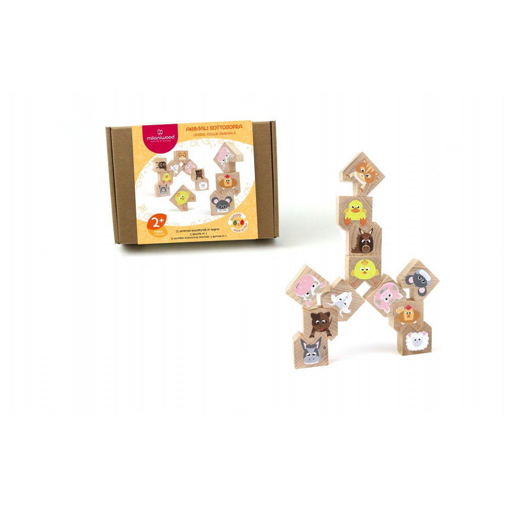 Milaniwood - Ξύλινo Επιτραπέζιο Παιχνίδι "Ocean Upside-Down Farm Animals"