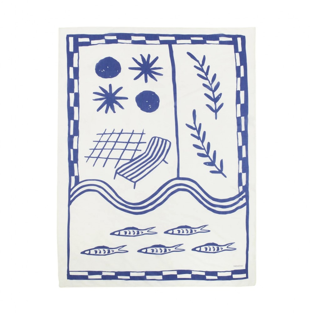 Nobodinoz - Παρεό Portofino Natural Blue 106x146cm Nobodinoz - Παρεό Portofino Natural Blue 106x146cm