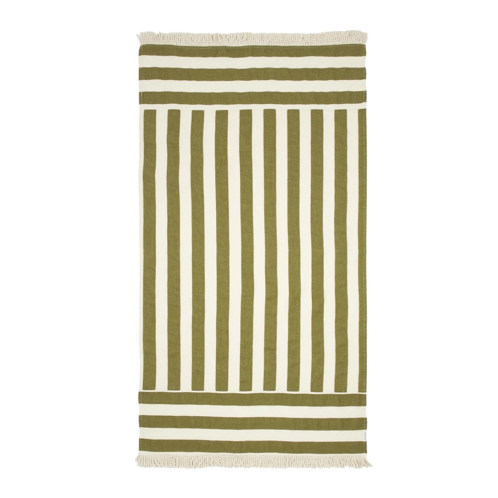 Nobodinoz - Πετσέτα Θαλάσσης Portofino Pistachio Stripes Waffle 84x150cm