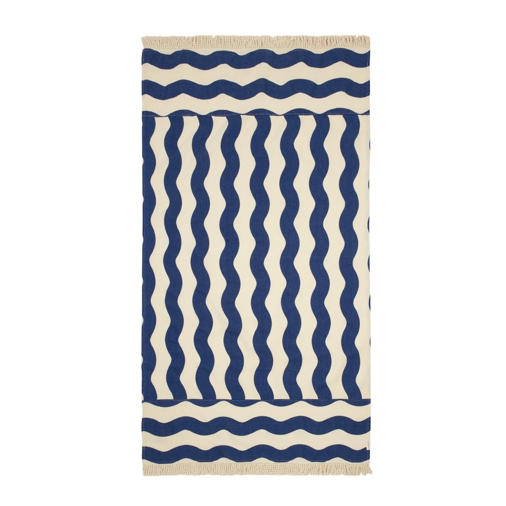 Nobodinoz - Πετσέτα Θαλάσσης Portofino Blue Waves Waffle 84x150cm Nobodinoz - Πετσέτα Θαλάσσης Portofino Blue Waves Waffle 84x150cm