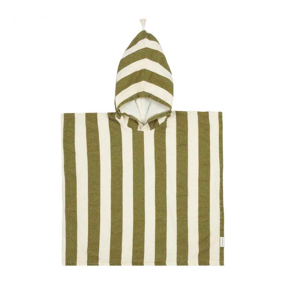 Nobodinoz - Πόντσο Παραλίας Portofino Pistachio Stripes Waffle 6-9 ετών