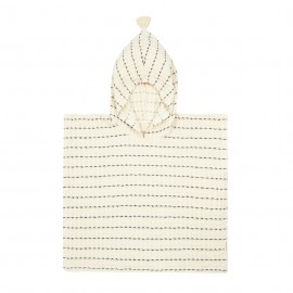 Nobodinoz - Πόντσο Παραλίας Portofino Black Stripes Large Waffle 1-3 ετών