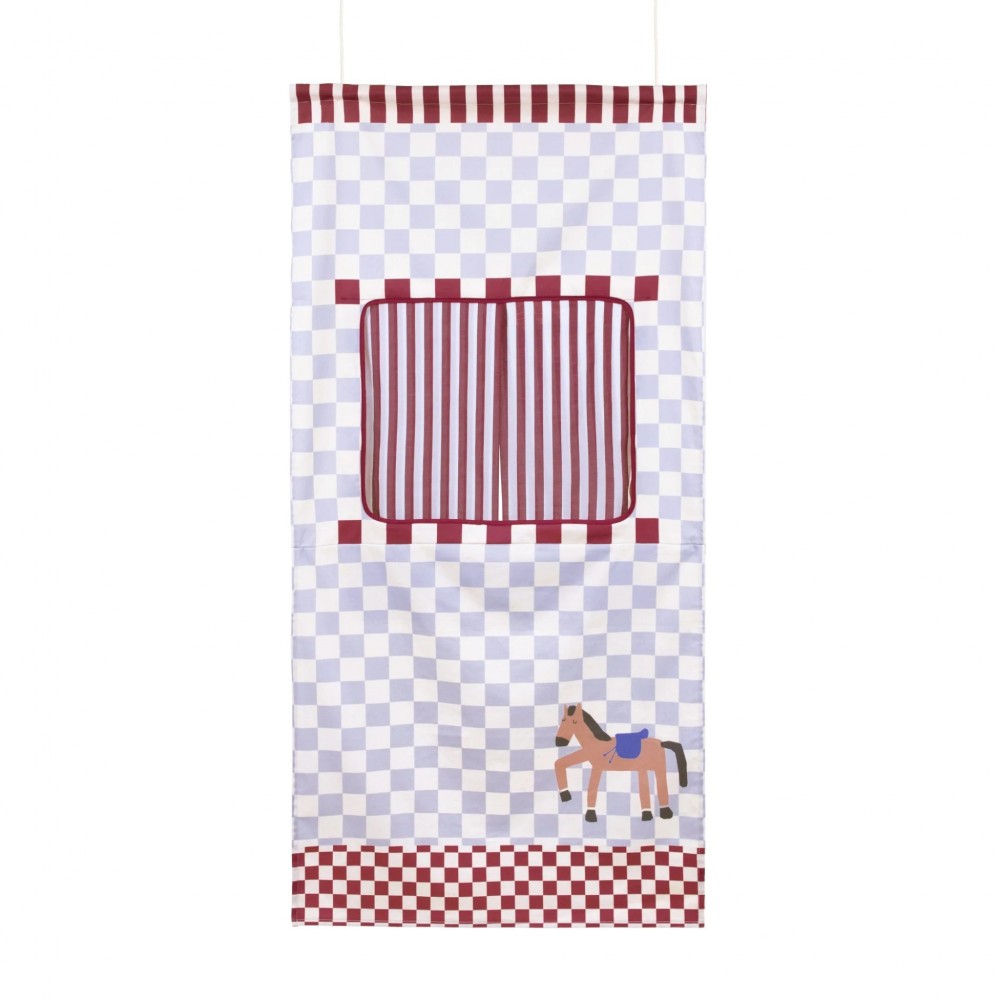 Nobodinoz - Vibes Υφασμάτινο Κρεμαστό Κουκλοθέατρο Blue Checks Horse Nobodinoz - Vibes Υφασμάτινο Κρεμαστό Κουκλοθέατρο Blue Checks Horse