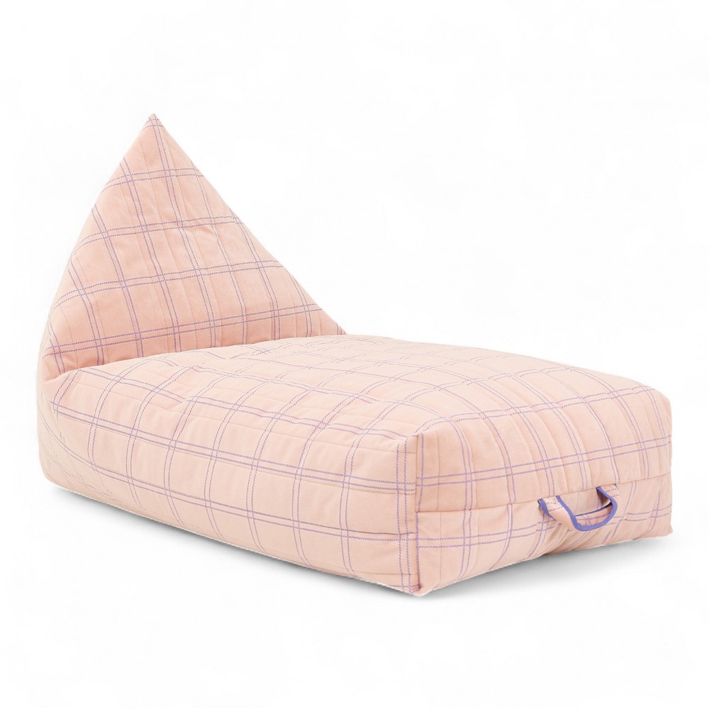 Nobodinoz - OASIS Παιδικό Πουφ Eco Velvet Pink Purple Windowpane
