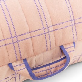 Nobodinoz - OASIS Παιδικό Πουφ Eco Velvet Pink Purple Windowpane