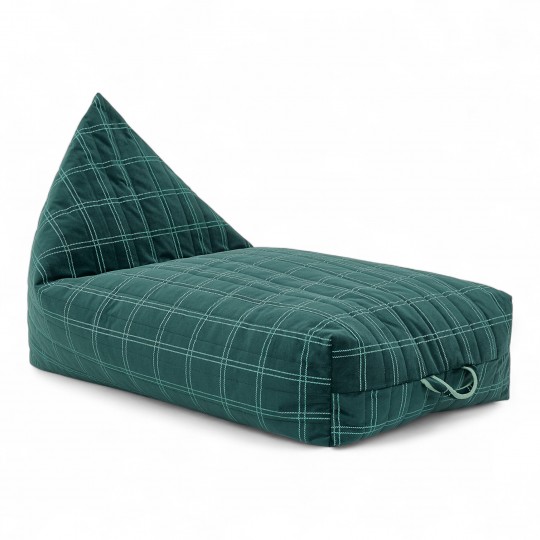 Nobodinoz - OASIS Παιδικό Πουφ Eco Velvet Green Mint Windowpane