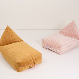 Nobodinoz - OASIS Παιδικό Πουφ Eco Velvet Pink Purple Windowpane