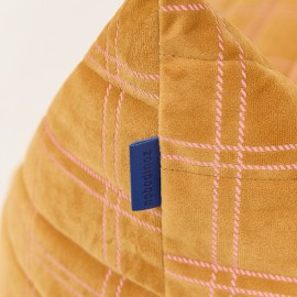 Nobodinoz - OASIS Παιδικό Πουφ Eco Velvet Ochre Pink Windowpane