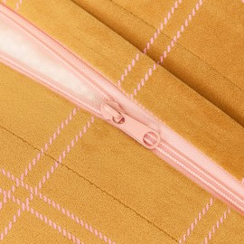 Nobodinoz - OASIS Παιδικό Πουφ Eco Velvet Ochre Pink Windowpane