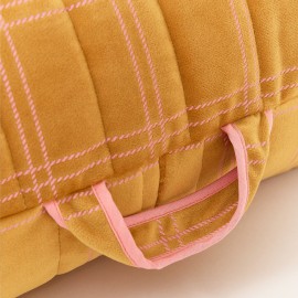 Nobodinoz - OASIS Παιδικό Πουφ Eco Velvet Ochre Pink Windowpane