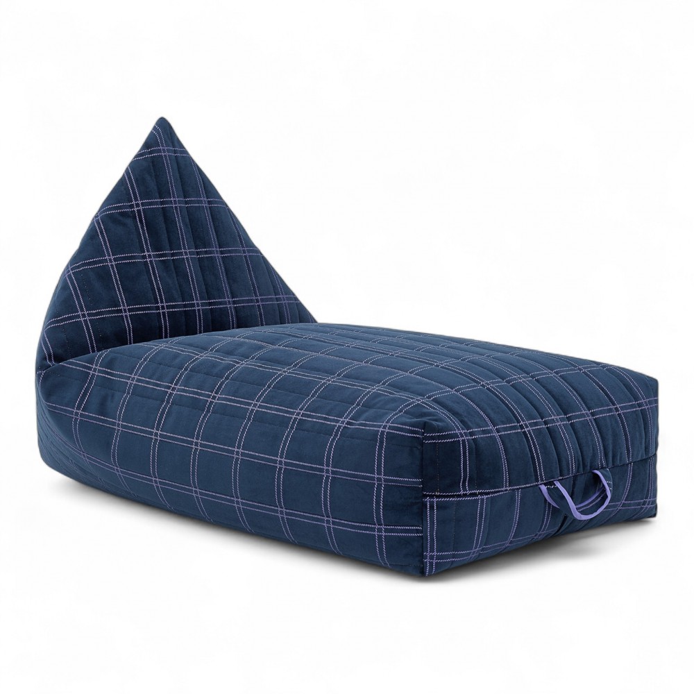 Nobodinoz - OASIS Παιδικό Πουφ Eco Velvet Grey Blue Purple Windowpane