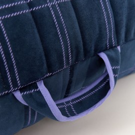 Nobodinoz - OASIS Παιδικό Πουφ Eco Velvet Grey Blue Purple Windowpane