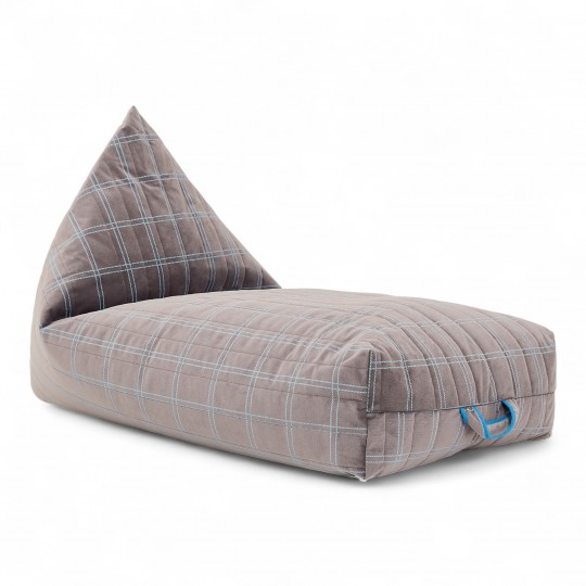 Nobodinoz - OASIS Παιδικό Πουφ Eco Velvet Grey Blue Windowpane