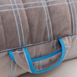 Nobodinoz - OASIS Παιδικό Πουφ Eco Velvet Grey Blue Windowpane