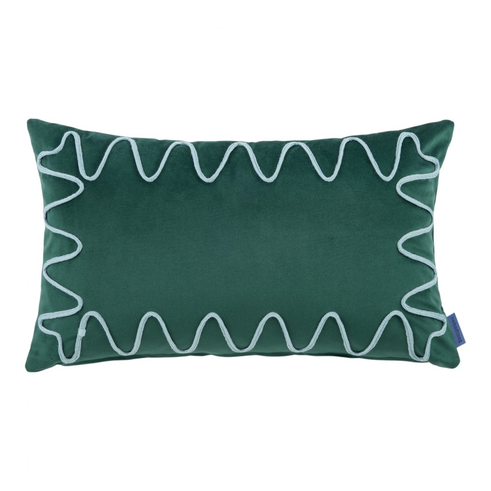 Nobodinoz - RITA Ορθογώνιο Μαξιλάρι Με Κέντημα Eco-velvet Green 48x30cm