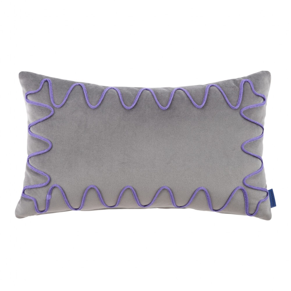 Nobodinoz - RITA Ορθογώνιο Μαξιλάρι Με Κέντημα Eco-velvet Grey 48x30cm