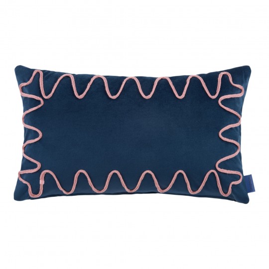 Nobodinoz - RITA Ορθογώνιο Μαξιλάρι Με Κέντημα Eco-velvet Night Blue 48x30cm