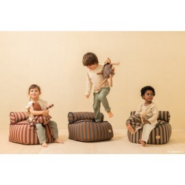 Nobodinoz - Πουφ Με Μαξιλάρι Πλάτης Majestic Blue Brown Stripes