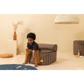 Nobodinoz - Πουφ Με Μαξιλάρι Πλάτης Majestic Blue Brown Stripes