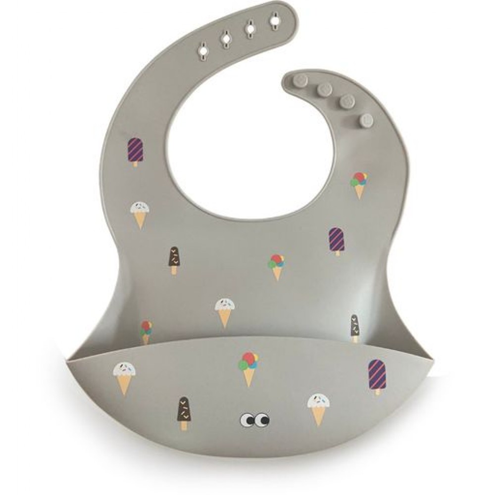 Noui Noui - Σαλιάρα Σιλικόνης Ice Cream/Grey