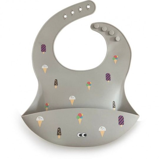 Noui Noui - Σαλιάρα Σιλικόνης Ice Cream/Grey