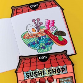 Omy - Βιβλίο Ζωγραφικής με Αυτοκόλλητα Coloring Boutique Sushi Shop