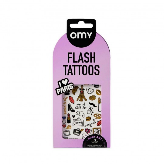 Omy - Αυτοκόλλητα Flash Tattoos I love Paris