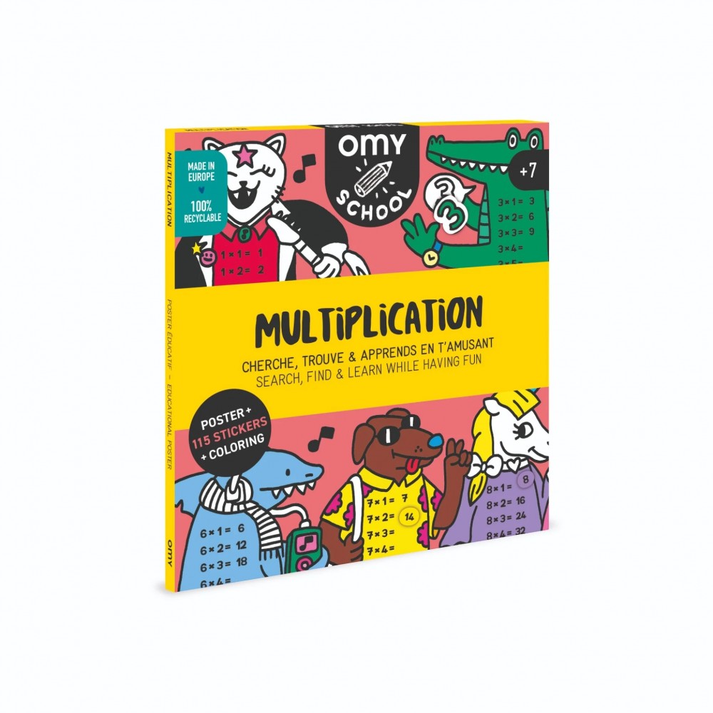 Omy - Αφίσα Γίγας Για Ζωγραφική Με Αυτοκόλλητα School Multiplication