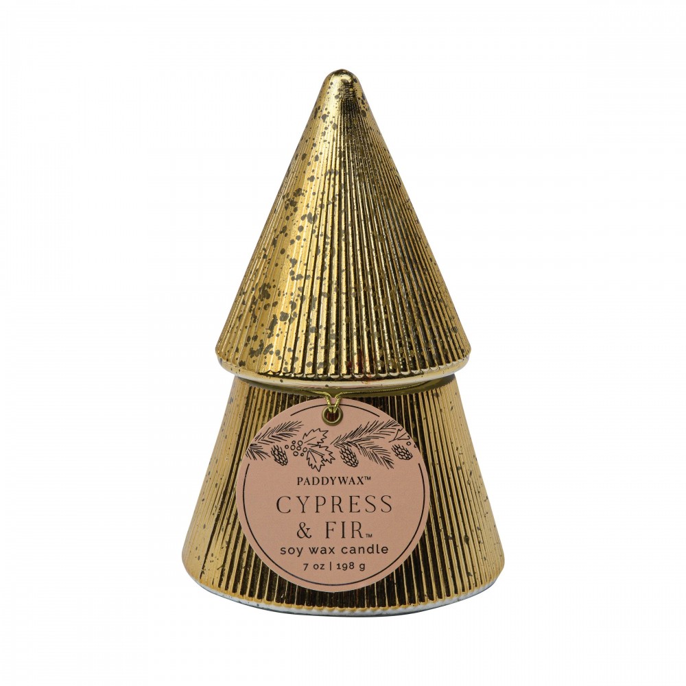 Paddywax - Γυάλινο Κερί σε Χρυσό Δεντράκι Cypress & Fir 198gr