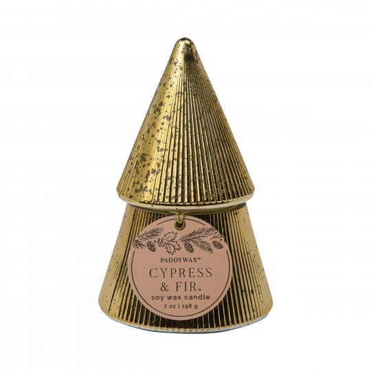 Paddywax - Γυάλινο Κερί σε Χρυσό Δεντράκι Cypress & Fir 198gr