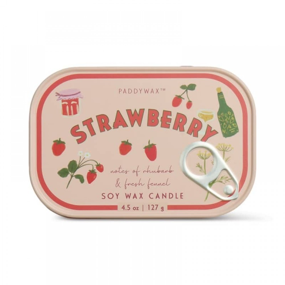 Paddywax - Strawberry Φυτικό Κερί 127gr Σε Μεταλλικό Δοχείο-Κονσέρβα Bistro