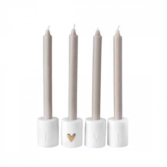 Raeder - Σετ 4 Πορσελάνινα Κηροπήγια Love Gold