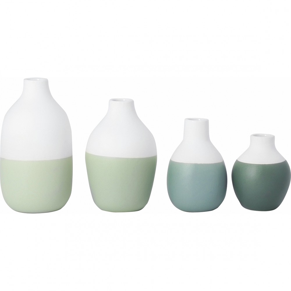 Raeder - Σετ 4 τμχ Βάζα Πορσελάνης Mini Bottles Green
