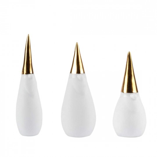 Raeder - Σετ 3 Μίνι Πορσελάνινα Διακοσμητικά "Santa" Gold