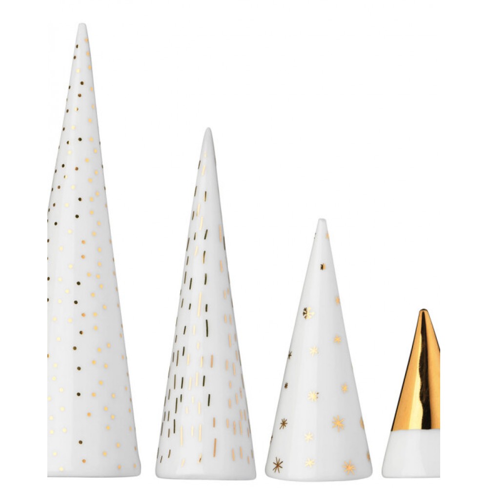 Raeder - Σετ 4 Πορσελάνινα Δεντράκια "Winter Forest" Gold Small