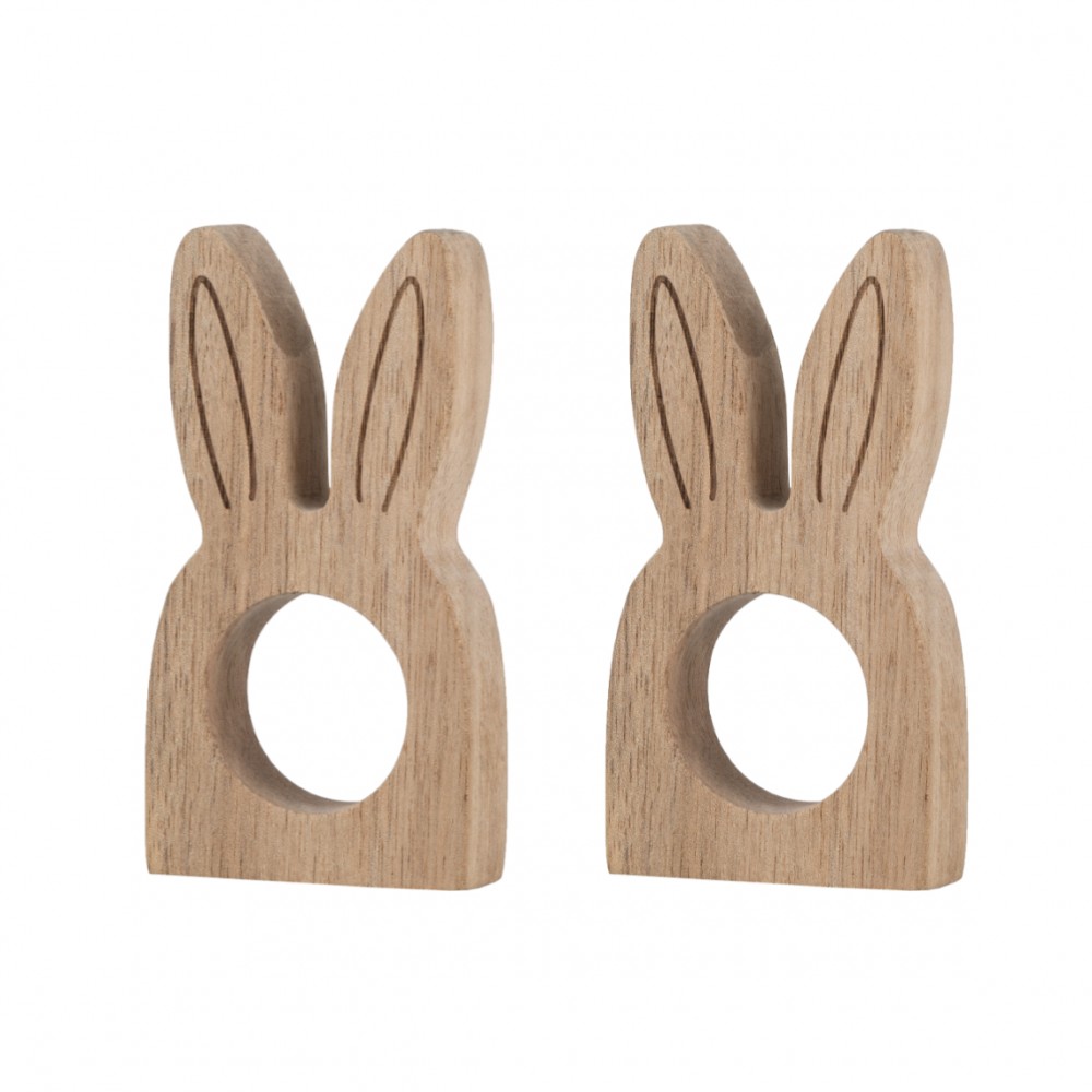 Raeder - Σετ 2 Ξύλινοι Κρίκοι Για Πετσέτες "Bunny"  
