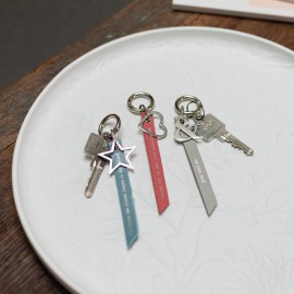 Raeder - Ασημένιο Δερμάτινο Μπρελόκ Με Μεταλλικό Στοιχείο "You & Me"