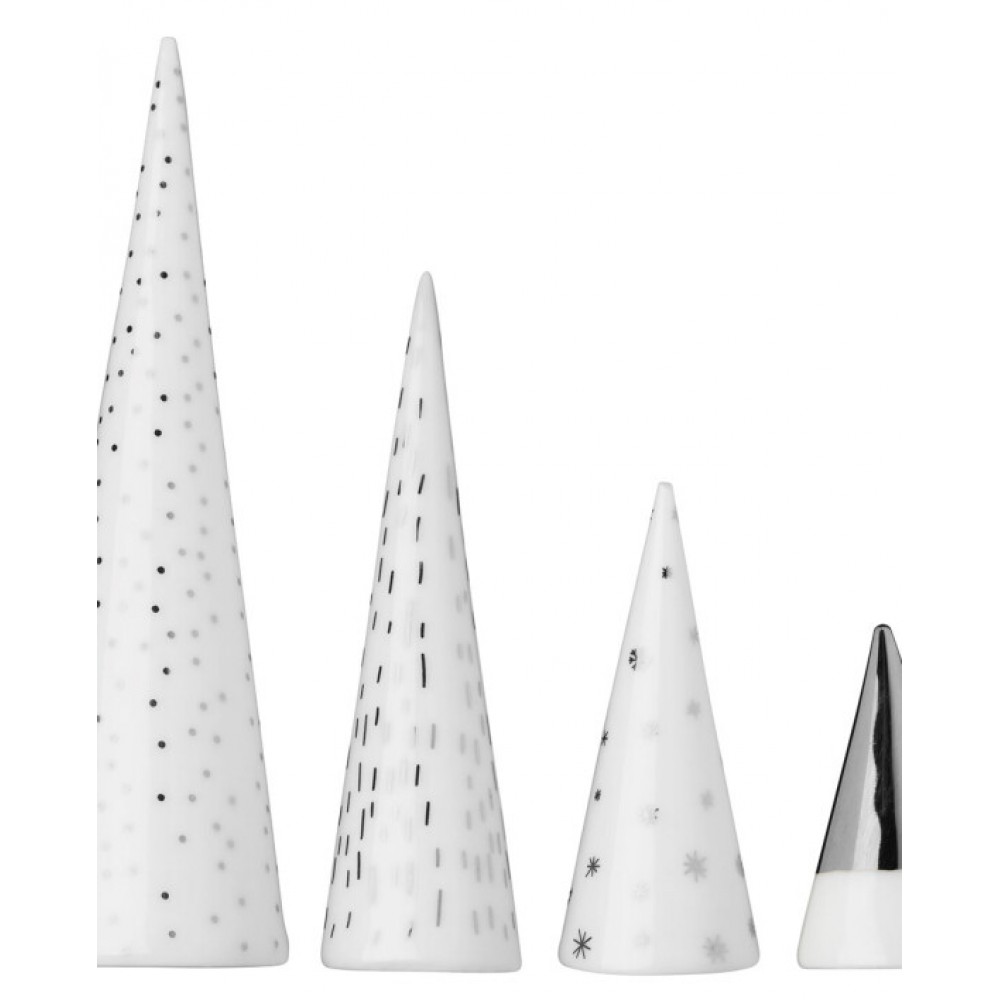 Raeder - Σετ 4 Πορσελάνινα Δεντράκια Winter Forest Silver Small