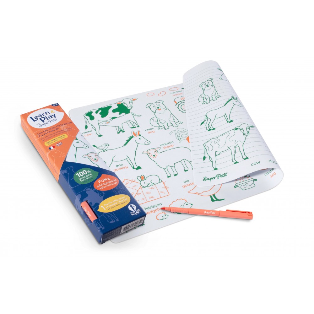 Super Petit - Σουπλά Σιλικόνης Για Ζωγραφική Διπλής Όψης Farm Animals